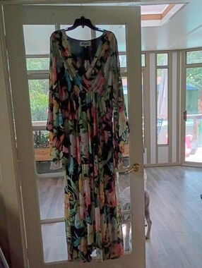 Meghan LA Multi-Color Floral Wrap Maxi Dress